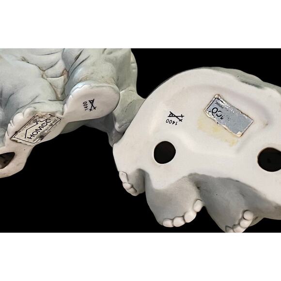 Vintage Porcelain HOMCO ELEPHANT FIGURINES #1400 Pair Baby Wild Animals - Picture 6 of 8